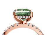 Rose gold Fancy Green Princess Cut Diamond Solitaire Ring with Pavé Band and Four-Prong Setting_20