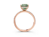 Rose gold Fancy Green Princess Cut Diamond Solitaire Ring with Pavé Band and Hidden Halo_23
