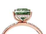 Rose gold Fancy Green Princess Cut Diamond Solitaire Ring with Pavé Band and Hidden Halo_24