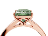 Rose gold Fancy Green Princess Cut Diamond Solitaire Ring with Pavé Band and Prong Setting_16