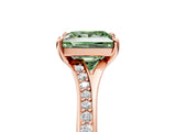 Rose gold Fancy Green Princess Cut Diamond Solitaire Ring with Pavé Band and Prong Setting_17