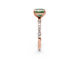 Rose gold Fancy Green Princess Cut Diamond Solitaire Ring with Pave Band and Four Prong Setting_19