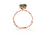 Rose gold Fancy Green Princess Cut Diamond Solitaire Ring with Pave Band and Four Prong Setting_20