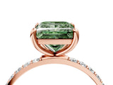 Rose gold Fancy Green Princess Cut Diamond Solitaire Ring with Pave Band and Four Prong Setting_21