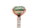 Rose gold Fancy Green Princess Cut Diamond Solitaire Ring with Pave Band and Four Prong Setting_22
