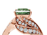 Rose gold Fancy Green Princess Cut Diamond Solitaire Ring with Prong Setting and Twisted Pavé Band_4