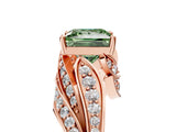 Rose gold Fancy Green Princess Cut Diamond Solitaire Ring with Prong Setting and Twisted Pavé Band_5