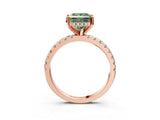 Rose gold Fancy Green Princess Cut Diamond Solitaire Ring with Round  Pavé Band and Four-Prong Setting_39
