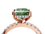 Rose gold Fancy Green Princess Cut Diamond Solitaire Ring with Round  Pavé Band and Four-Prong Setting_40