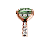 Rose gold Fancy Green Princess Cut Diamond Solitaire Ring with Round  Pavé Band and Four-Prong Setting_41