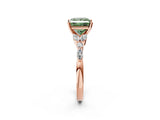 Rose gold Fancy Green Princess Cut Diamond Solitaire Ring with Side Stones and Four-Prong Setting_19