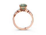 Rose gold Fancy Green Princess Cut Diamond Solitaire Ring with Side Stones and Four-Prong Setting_20