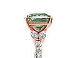 Rose gold Fancy Green Princess Cut Diamond Solitaire Ring with Side Stones and Four-Prong Setting_22