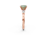 Rose gold Fancy Green Princess  Cut Diamond Solitaire Ring with Tapered Baguette Accents and Four-Prong Setting_2