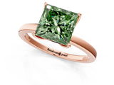 Rose gold Fancy Green Princess Cut Diamond Solitaire Ring with Thin Band and Prong Setting_13