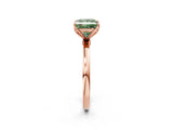 Rose gold Fancy Green Princess Cut Diamond Solitaire Ring with Thin Band and Prong Setting_14
