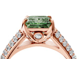 Rose gold Fancy Green Princess Cut Diamond Solitaire Ring with Three-Row Pavé Band and Four-Prong Setting_21