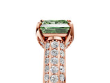 Rose gold Fancy Green Princess Cut Diamond Solitaire Ring with Three-Row Pavé Band and Four-Prong Setting_22
