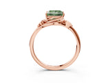 Rose gold Fancy Green Princess Cut Diamond Solitaire Ring with Twist Band and Four-Prong Setting_32