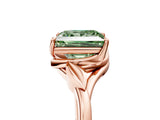 Rose gold Fancy Green Princess Cut Diamond Solitaire Ring with Twist Band and Four-Prong Setting_34