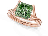Rose gold Fancy Green Princess Cut Diamond Solitaire Twist Band Prong Setting Ring_68