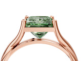 Rose gold Fancy Green Princess Cut Diamond Solitaire Twist Band Prong Setting Ring_71