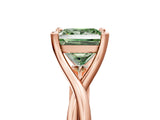 Rose gold Fancy Green Princess Cut Diamond Solitaire Twist Band Prong Setting Ring_72