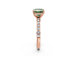 Rose gold Fancy Green Princess  Cut Diamond Solitaire with Pave Band and Four-Prong Setting 2