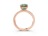 Rose gold Fancy Green Princess  Cut Diamond Solitaire with Pave Band and Four-Prong Setting 3