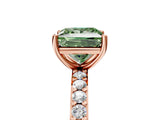 Rose gold Fancy Green Princess  Cut Diamond Solitaire with Pave Band and Four-Prong Setting 5