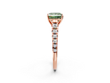 Rose gold Fancy Green Princess  Cut Diamond Solitaire with Pave Band and Four-Prong Setting_2
