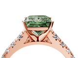 Rose gold Fancy Green Princess  Cut Diamond Solitaire with Pave Band and Four-Prong Setting_4