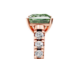 Rose gold Fancy Green Princess  Cut Diamond Solitaire with Pave Band and Four-Prong Setting_5
