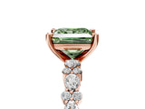 Rose gold Fancy Green Princess Cut Diamond Solitaire with Side Stones, Pave Band, Four-Prong Setting_34