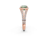 Rose gold Fancy Green Princess Cut Diamond Split Shank Halo Ring with Four-Prong Setting_24