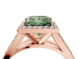Rose gold Fancy Green Princess Cut Diamond Split Shank Halo Ring with Four-Prong Setting_26