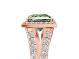 Rose gold Fancy Green Princess Cut Diamond Split Shank Halo Ring with Four-Prong Setting_27