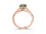 Rose gold Fancy Green Princess Cut Diamond Split Shank Pavé Engagement Ring with Four-Prong Setting_21