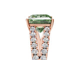 Rose gold Fancy Green Princess Cut Diamond Split Shank Pavé Engagement Ring with Four-Prong Setting_23