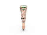 Rose gold Fancy Green Princess Cut Diamond Split Shank Ring with Pavé Band and Four-Prong Setting_19