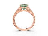 Rose gold Fancy Green Princess Cut Diamond Split Shank Ring with Pavé Band and Four-Prong Setting_20