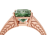 Rose gold Fancy Green Princess Cut Diamond Split Shank Ring with Pavé Band and Four-Prong Setting_21