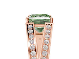 Rose gold Fancy Green Princess Cut Diamond Split Shank Ring with Pavé Band and Four-Prong Setting_22