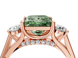Rose gold Fancy Green Princess Cut Diamond Three-Stone Engagement Ring with Prong Setting and Pavé Band_4