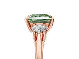 Rose gold Fancy Green Princess Cut Diamond Three-Stone Engagement Ring with Prong Setting and Pavé Band_5