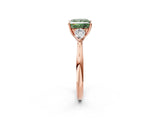 Rose gold Fancy Green Princess Cut Diamond Three-Stone Ring with Pear Side Stones and Four-Prong Setting_65