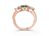 Rose gold Fancy Green Princess Cut Diamond Three-Stone Ring with Prong Setting and Classic Band_37