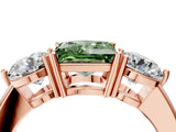 Rose gold Fancy Green Princess Cut Diamond Three-Stone Ring with Prong Setting and Classic Band_38