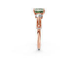 Rose gold Fancy Green Princess Cut Diamond Three-Stone Ring with Prong Setting and Pavé Band_2