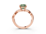 Rose gold Fancy Green Princess  Cut Diamond Twist Band Solitaire with Prong Setting_3